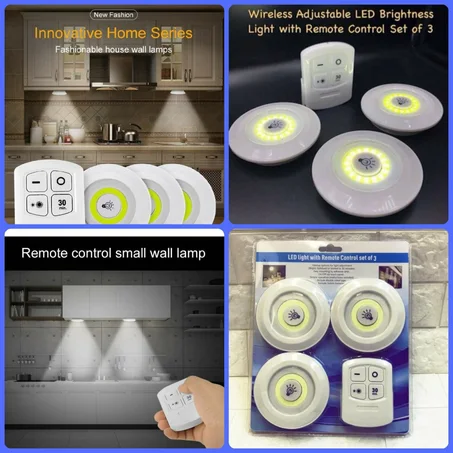 LED LIGHT REMOTE CONTROL SET OF 3 مصابيح LED إقتصادية