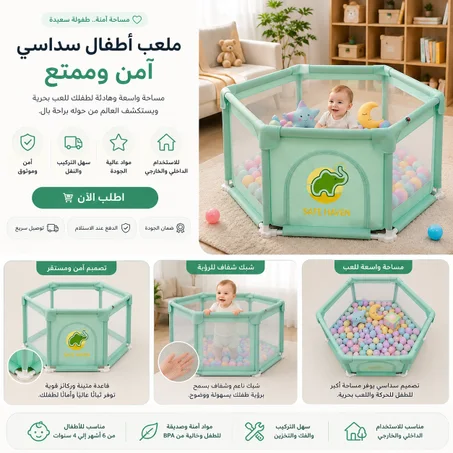 ملعب أطفال آمن وممتع – مساحة كبيرة للعب والنمو والسعادة