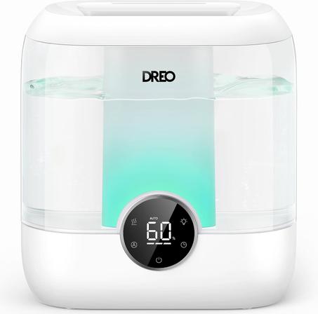 Dreo Humidificadores de llenado superior de 6 L para dormitorio, tiempo de funcionamiento de 60 horas, 28 dB, silencioso, humidificadores de aire de niebla fría de gran tamaño para habitación