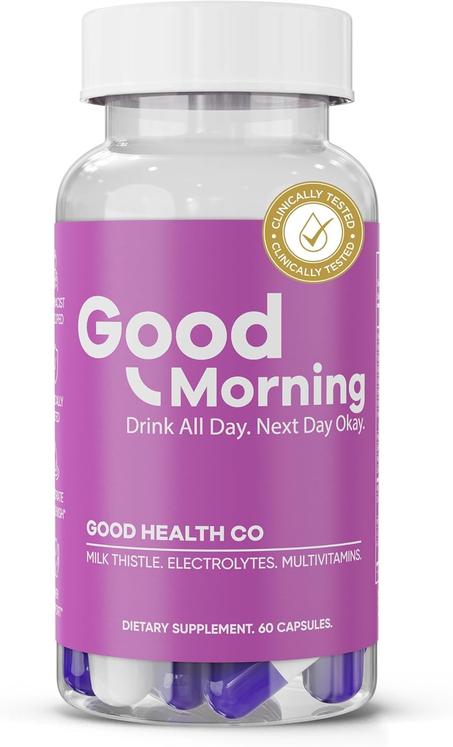 Pastillas para la resaca Good Morning | 88.89% efectivas en la prevención de la resaca en ensayos clínicos | Después de la ayuda del alcohol con DHM, cardo mariano y electrolitos para ayudart