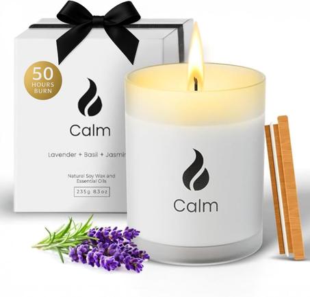 Natur IX Velas perfumadas de limpieza para el hogar, salvia y palo, velas de soja naturales no tóxicas con aceites esenciales, 50 horas de larga duración (calma, lavanda, albahaca y jazmín)