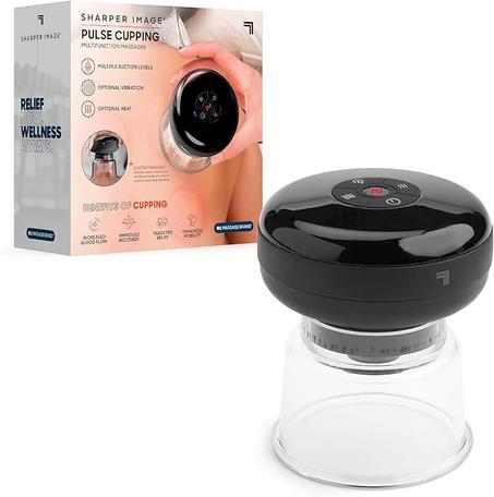 Sharper Image® Juego de masajeador de terapia de ahuecamiento por pulso, calor y vibración, 4 modos de succión, alivio del dolor de cuerpo completo y recuperación, dolor muscular, inflamación