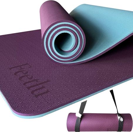 Esterilla de yoga extra gruesa con correa, 2/5 pulgadas (0.394 in), alfombrilla de entrenamiento antideslizante para yoga, pilates y ejercicios de suelo