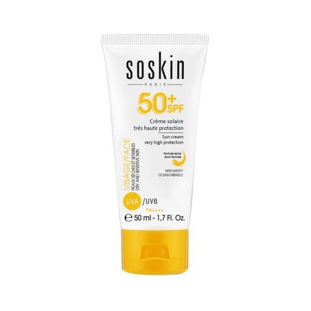 واقي الشمس SOSKIN SPF 50+ للوجه – حماية فائقة للبشرة الحساسة والجافة