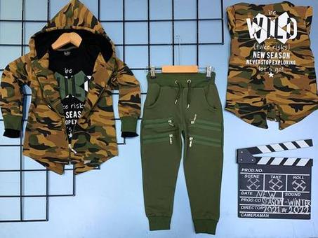 ensemble enfant 3pcs militaire avec capuche