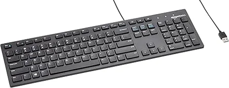 Amazon Basics Teclado QWERTY con cable, tamaño completo, negro
