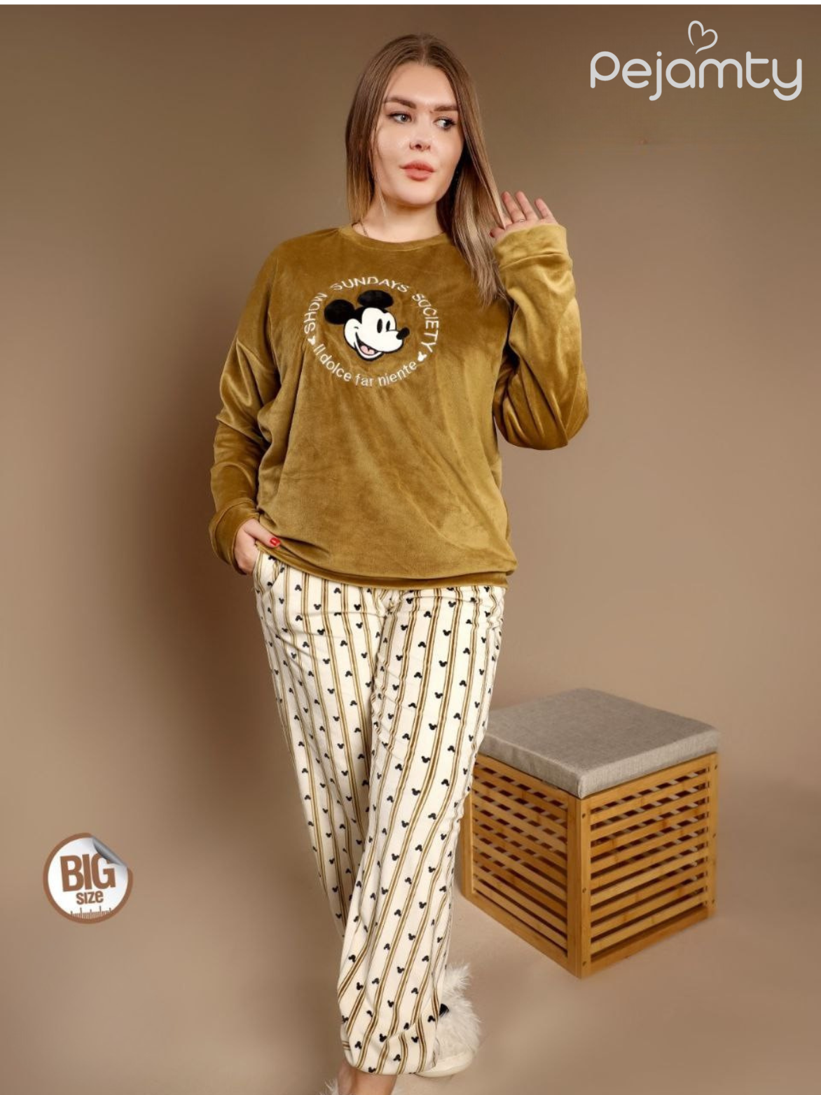 Pyjama Velours Femme Grande Taille (BIG SIZE) - Haut Mickey Mouse