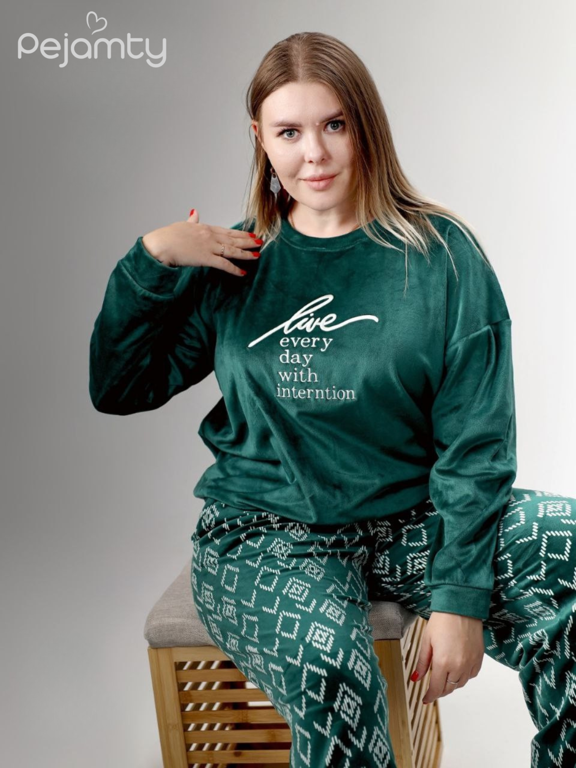 Ensemble Pyjama Velours Femme Vert Émeraude