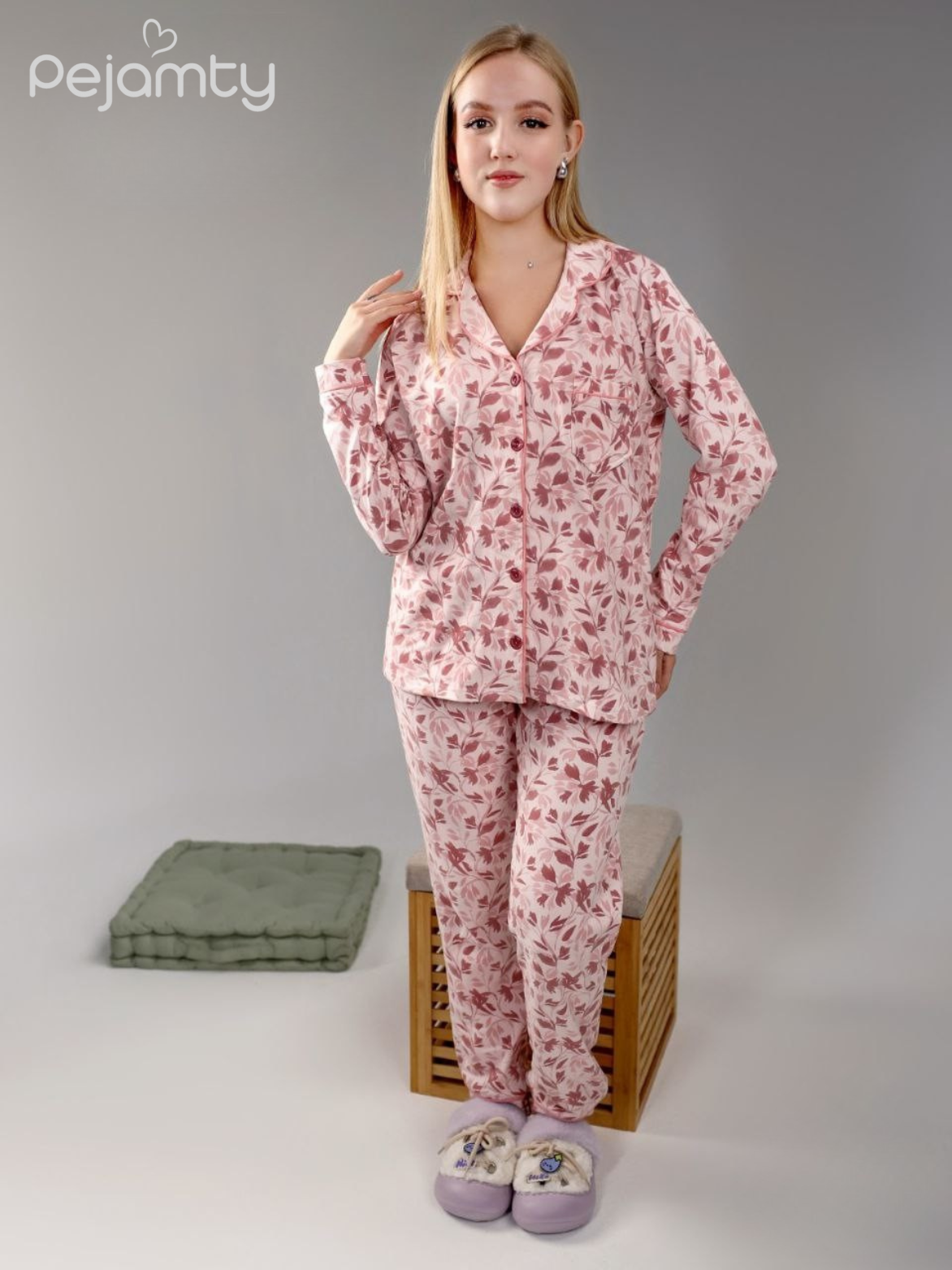 Pyjama Hiver Femme Boutonné Rose Poudré Doux & Élégant