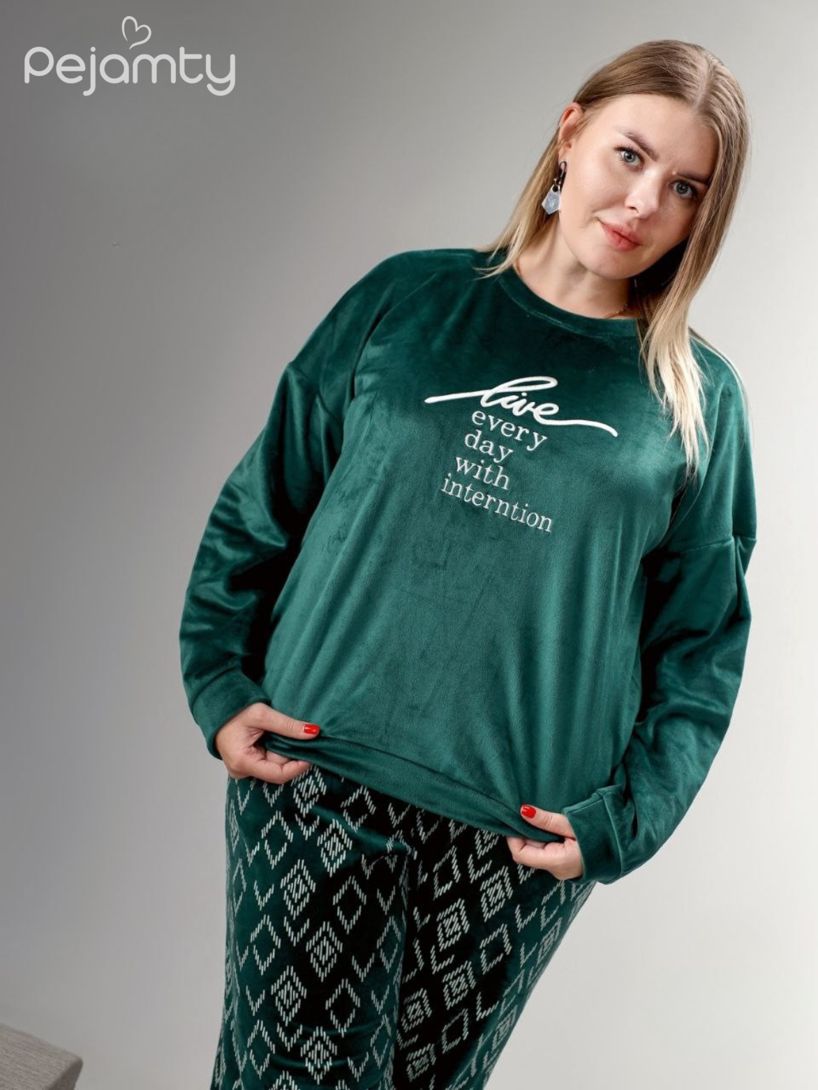 Ensemble Pyjama Velours Femme Vert Émeraude