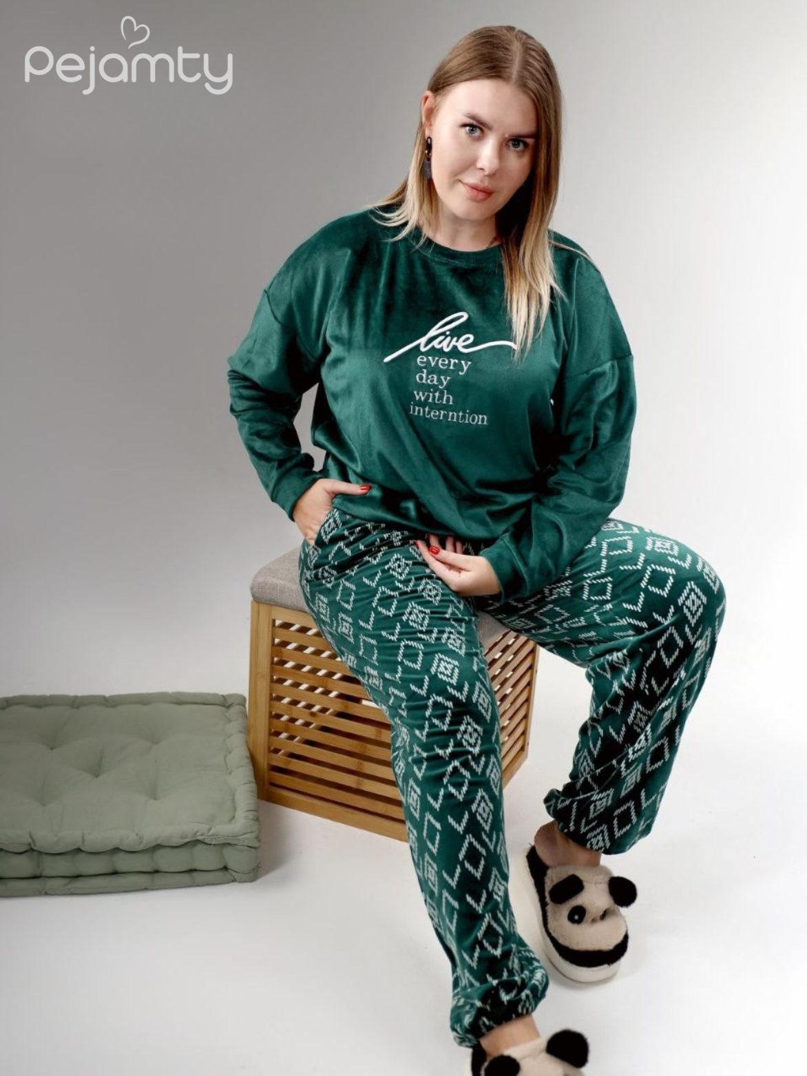 Ensemble Pyjama Velours Femme Vert Émeraude