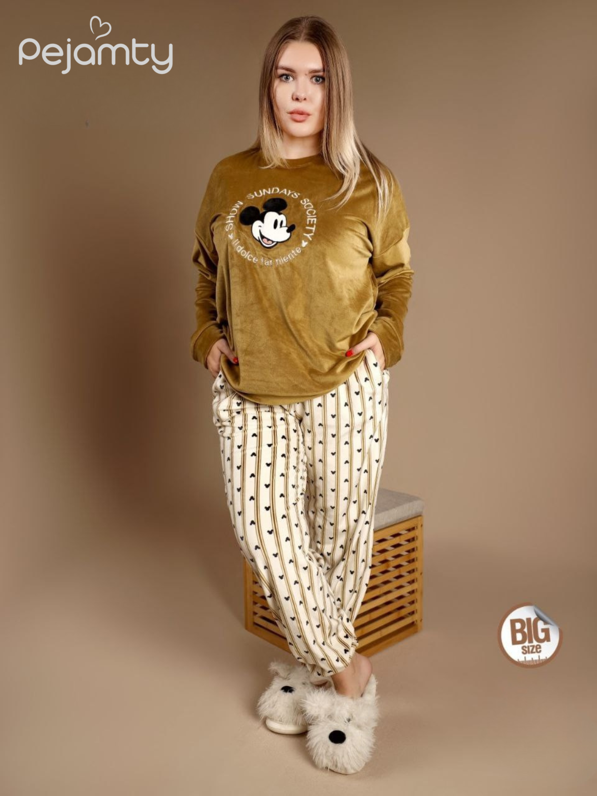 Pyjama Velours Femme Grande Taille (BIG SIZE) - Haut Mickey Mouse