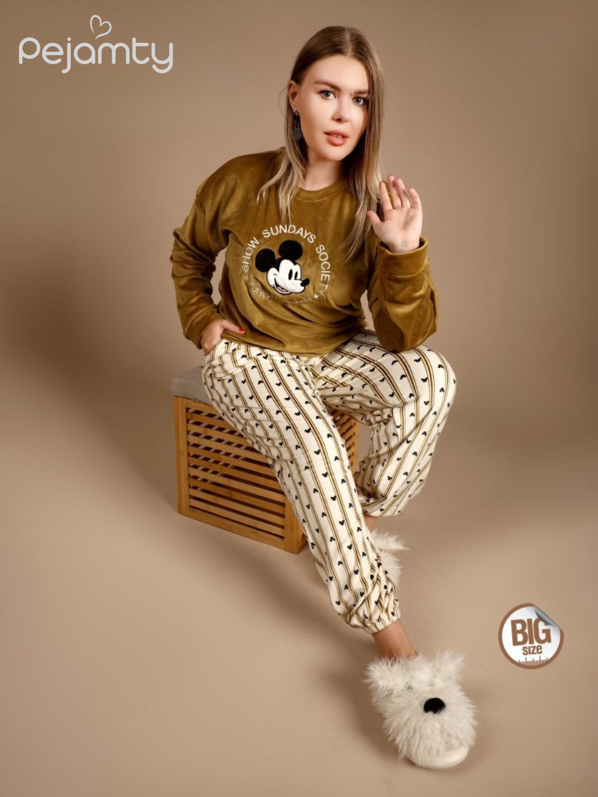 Pyjama Velours Femme Grande Taille (BIG SIZE) - Haut Mickey Mouse
