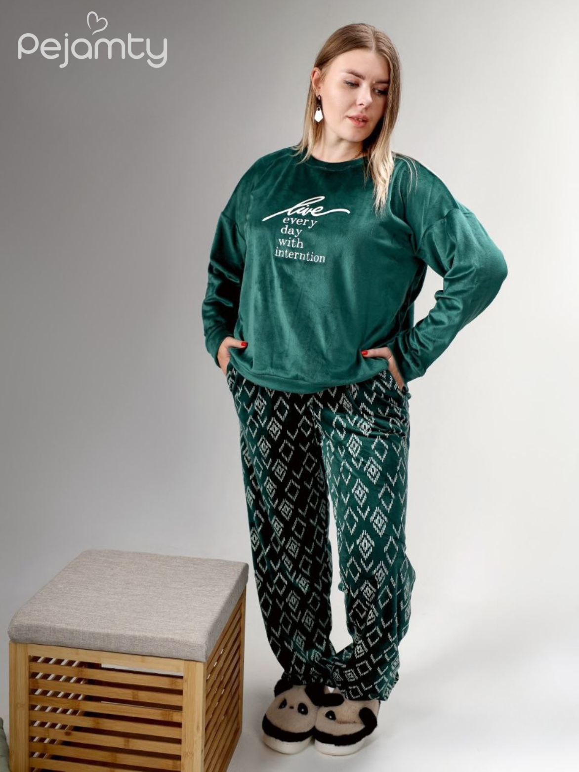 Ensemble Pyjama Velours Femme Vert Émeraude