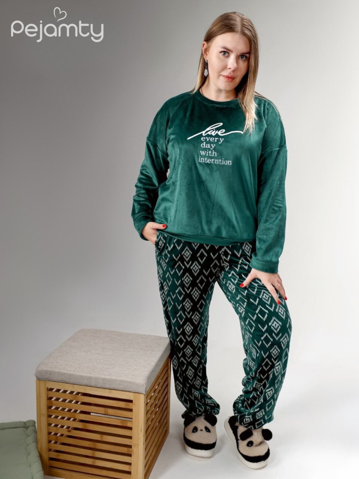 Ensemble Pyjama Velours Femme Vert Émeraude