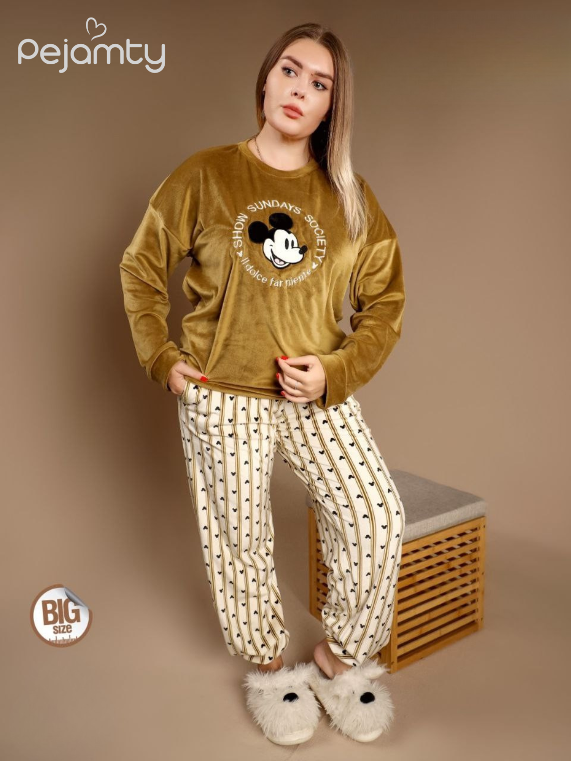 Pyjama Velours Femme Grande Taille (BIG SIZE) - Haut Mickey Mouse