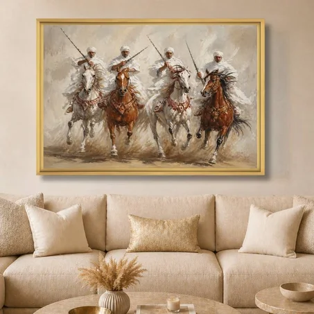 Tableau décoratif the grand fantasia - abstrait bleu et marron sur mesure