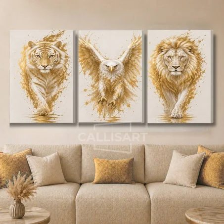 Art abstrait Golden Predator Trio - abstrait