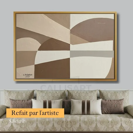 Art abstrait Modern Cubist Beige - décoration modern