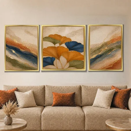 Art abstrait Autumn Gold Serenity - abstrait
