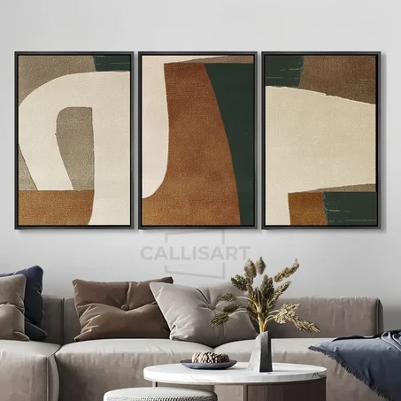 Art Abstrait Desert Echoes - SET 3 Tableaux modern