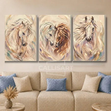 Art abstrait Celestial Horses - abstrait orange