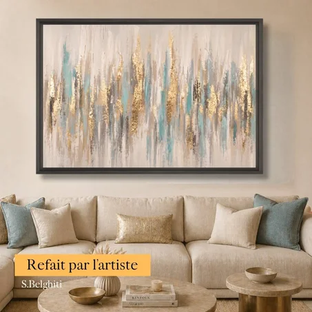 Tableau décoratif Golden Azure - abstrait bleu et doré