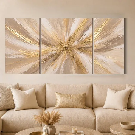 Art abstrait Rayonnement Doré Central - abstrait