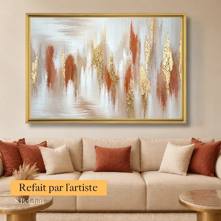 Tableau décoratif Terracotta Light Rhythm - abstrait terracotta et doré