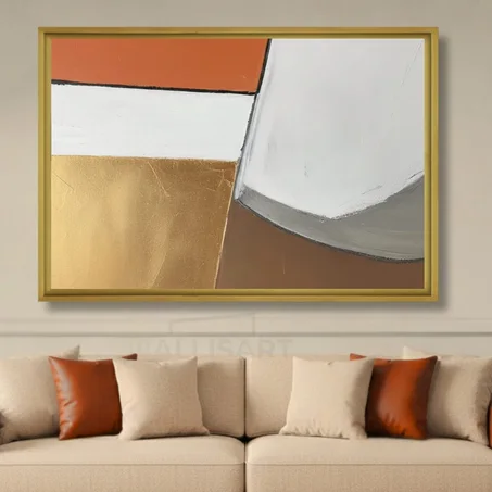 Tableau décoratif Sunset Composition - abstrait doré et orange sur mesure