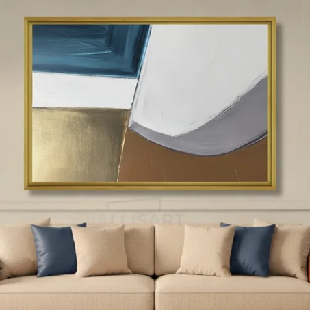 Tableau décoratif Night Composition - abstrait Bleu et doré sur mesure