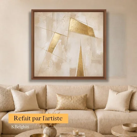 Tableau décoratif the golden angels - abstrait doré et beige