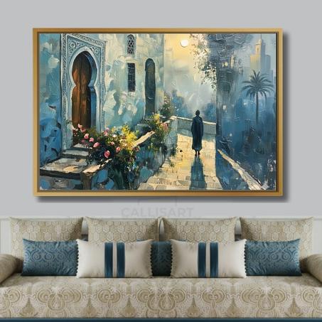 Art abstrait Blue city - décoration modern