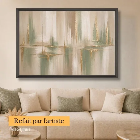 Tableau décoratif Sage Gold - abstrait vert et doré