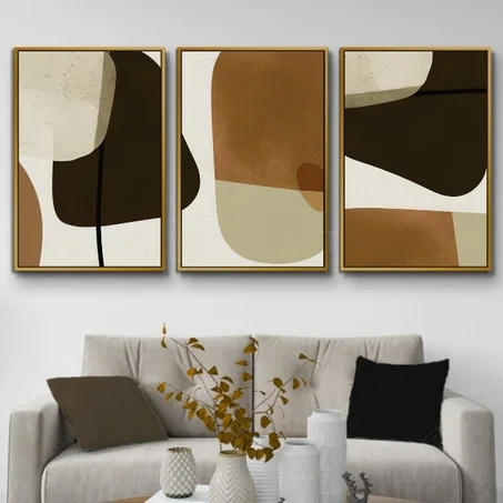 Art Earthy Abstract Trio- SET 3 Tableaux modern
