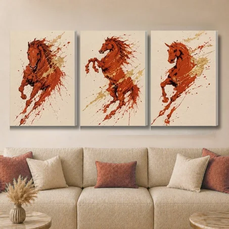 Art abstrait Celestial Horse- abstrait orange