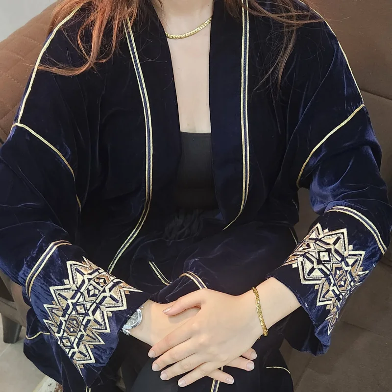 Kimono Velours Nuit Profonde