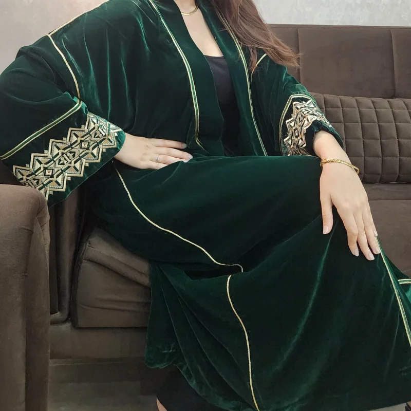 Kimono Velours Forestier Émeraude