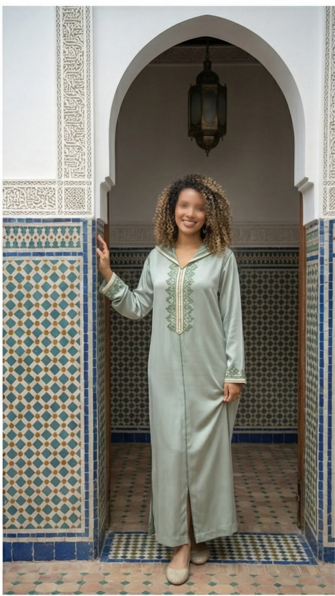 جلابة من قطعة واحدة vert sauge.