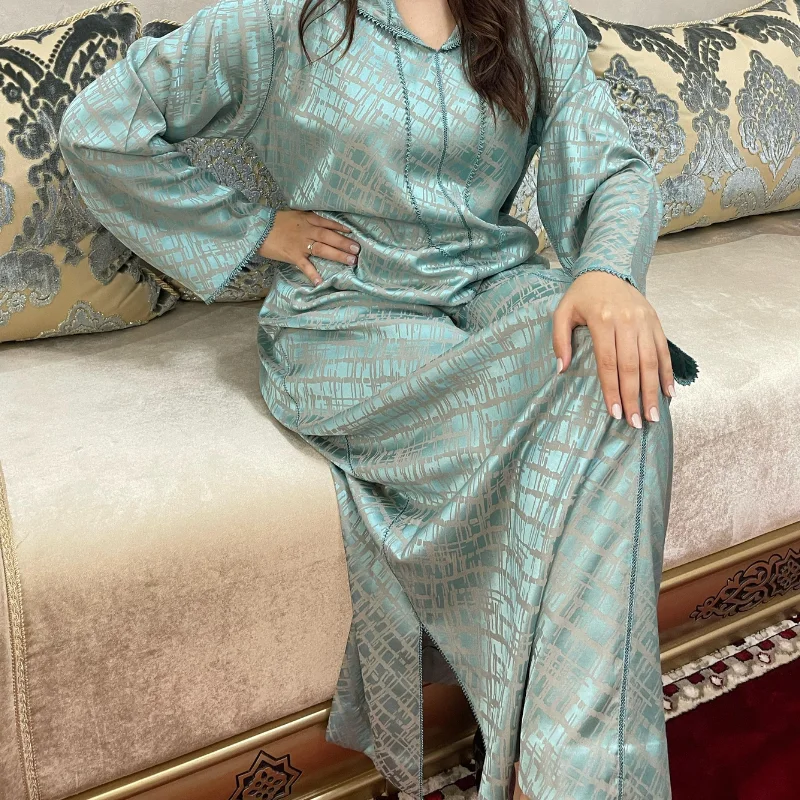 TURQUOISE جلابة من قطعة واحدة كمخة