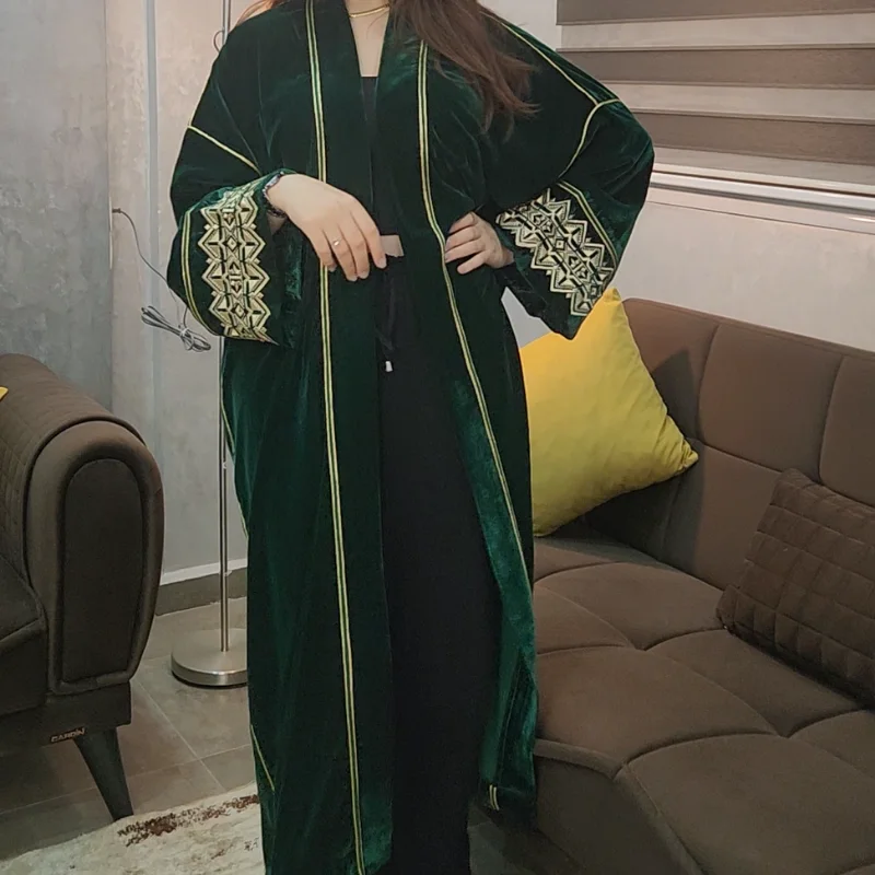 Kimono Velours Forestier Émeraude