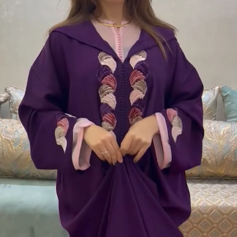جلابة أنيقة بتطريز شرقي ساحر MAUVE