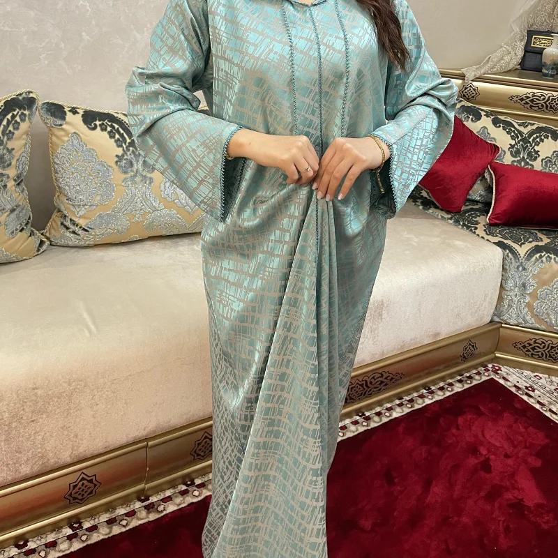 TURQUOISE جلابة من قطعة واحدة كمخة