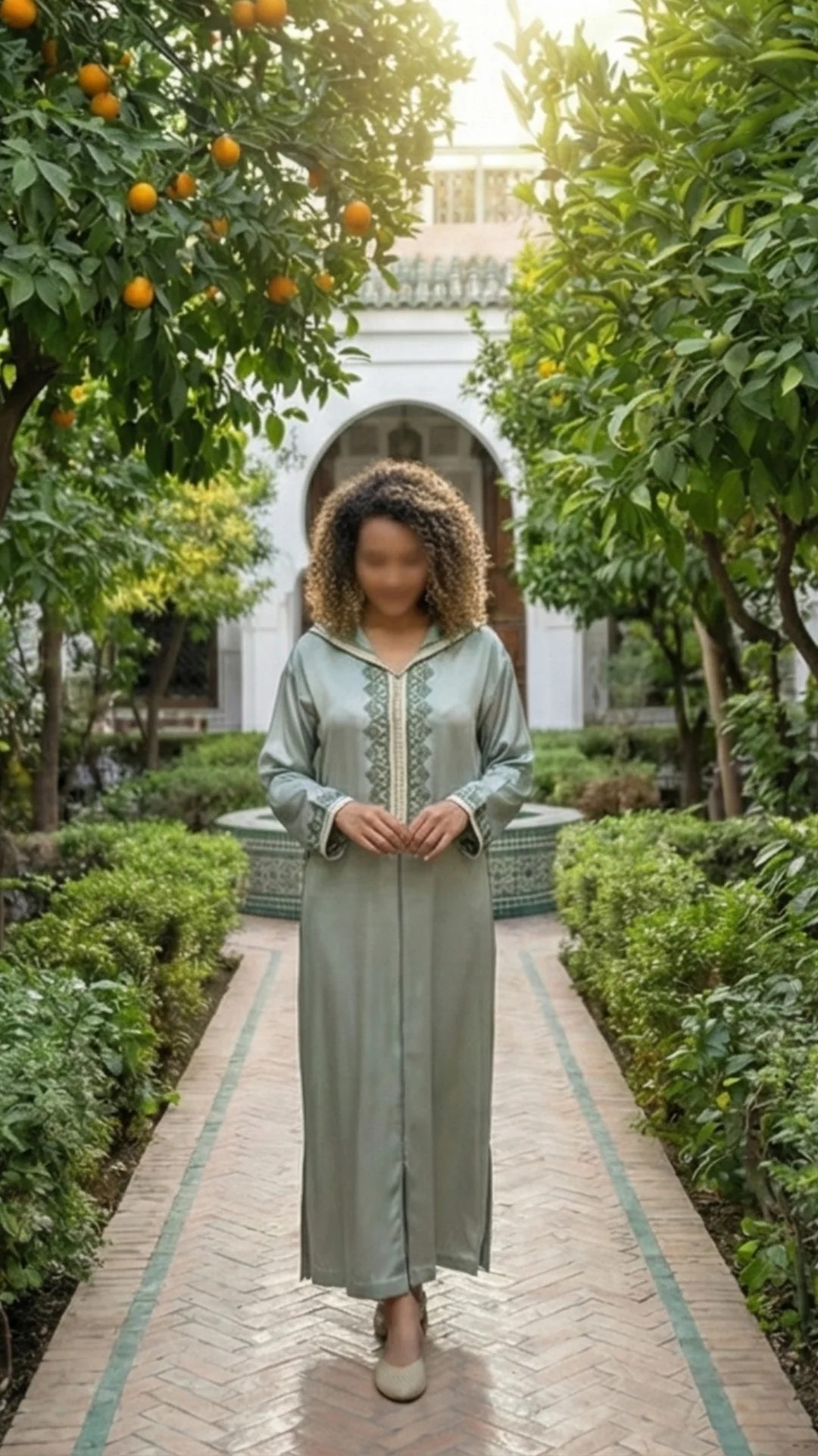 جلابة من قطعة واحدة vert sauge.