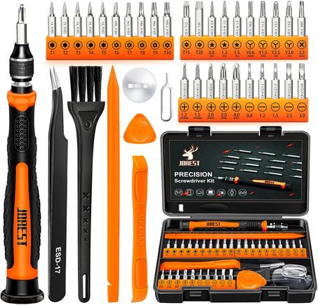 JOREST Juego de 38 destornilladores de precisión pequeños con Torx T5, T6, Y00, mini kit de herramientas de reparación para Macbook, computadora, laptop, iPhone, PS4 PS5, Xbox, interruptor, l