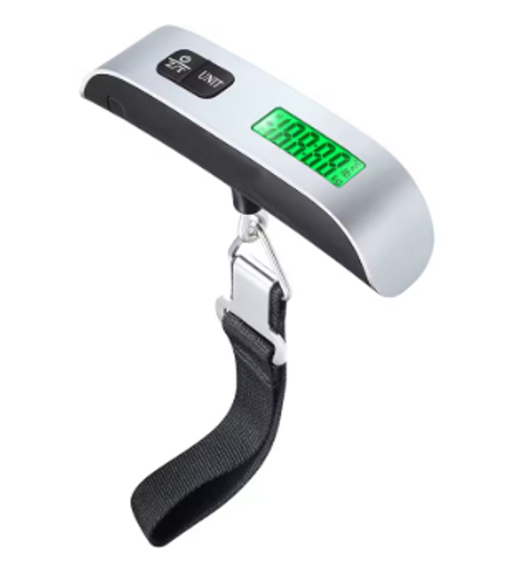 ميزان إلكتروني محمول حتى 50 كجم بدقة 10 جم – ميزان رقمي مع خطاف وسير لحقيبة السفر والمطبخ