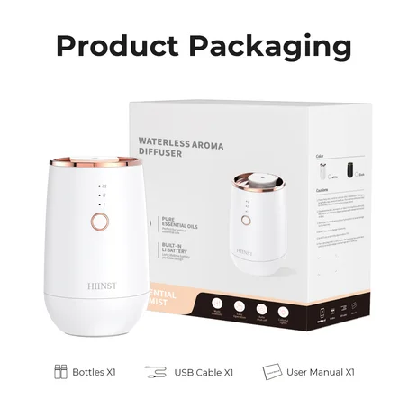 HIINSTA COMFORT CAR PRO Rechargeable Car Air Freshener with Auto Shut-off Function Perfume Nebulizer Aroma Essential Oil Diffuser 9 Color Lights