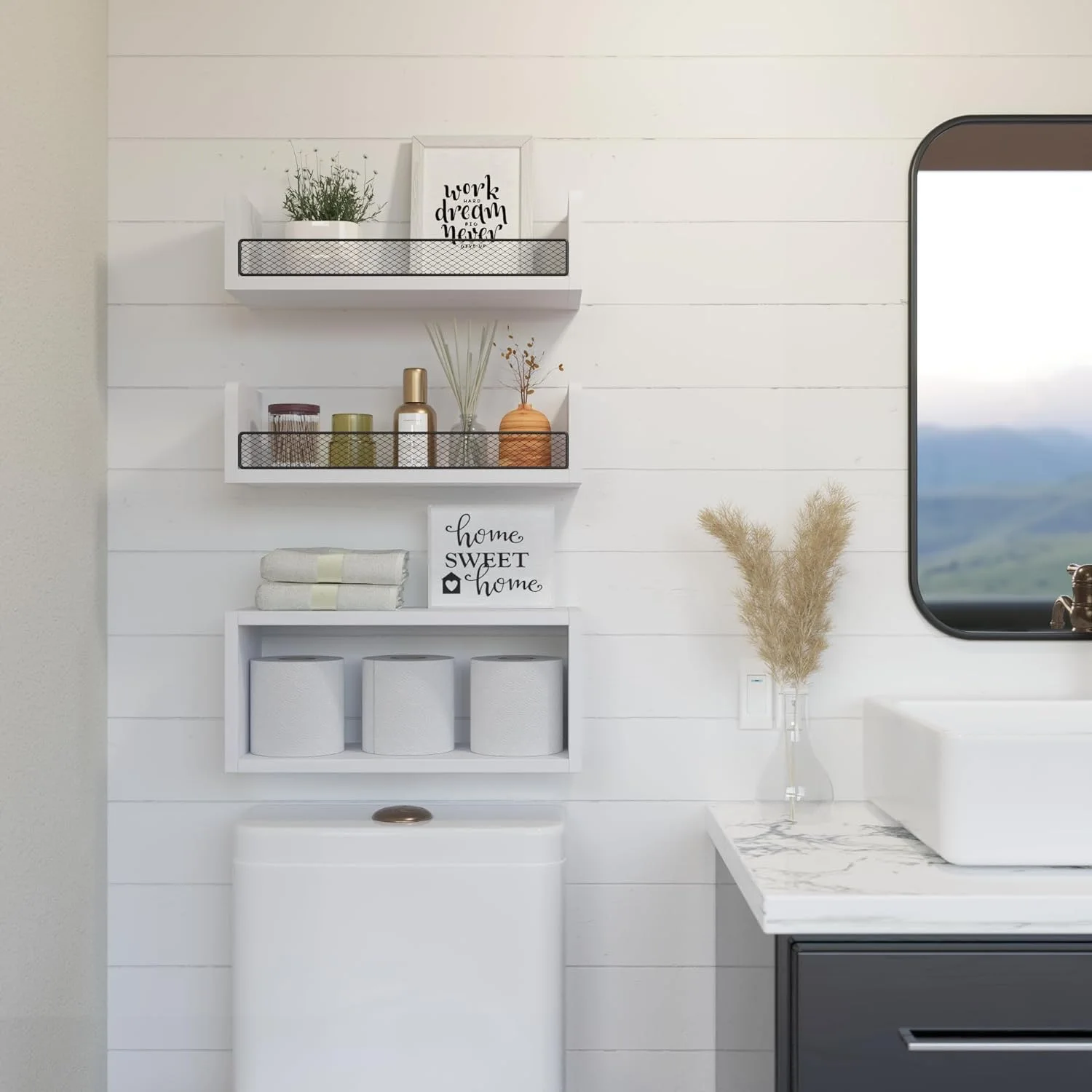 رفوف عائمة عملية وجميلة - تنظيم حمامك وديكورك بسهولة DANAWALL