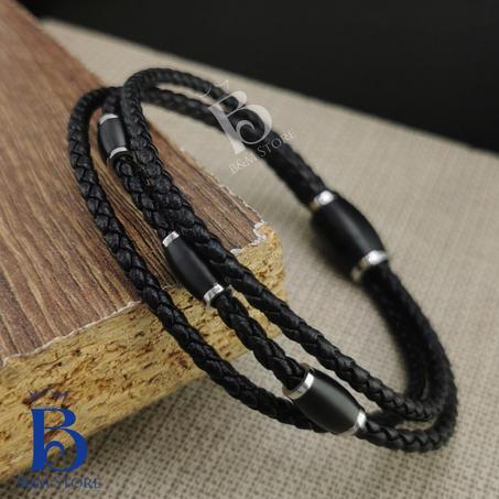 Bracelet Simili Cuir - Motif Et Fermoir Acier Inoxydable