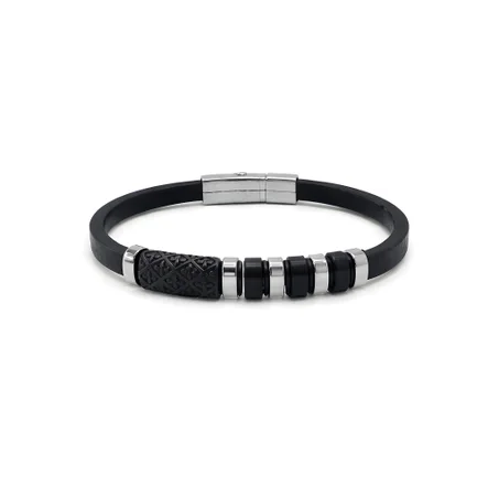 Bracelet Homme - Motif Et Fermoir Acier Inoxydable